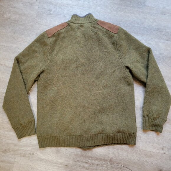 Duluth Trading Men's Windproof Full Zip Sweater Jacket Shetland Wool Green Sz. M - Picture 13 of 13